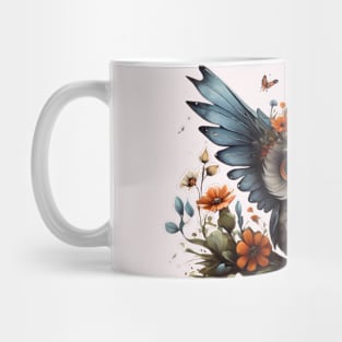 A Baby Owl Among Flowers Mug